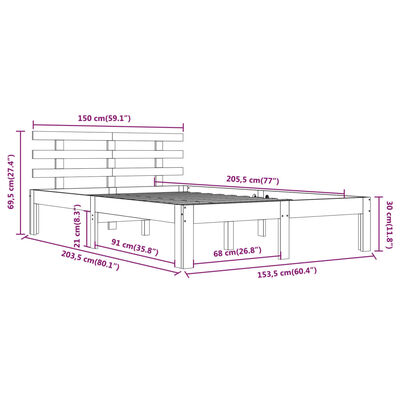 vidaXL Massivholzbett 150x200 cm