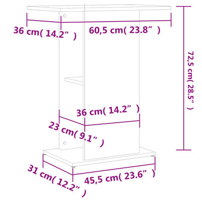 vidaXL Aquariumständer Schwarz 60,5x36x72,5 cm Holzwerkstoff