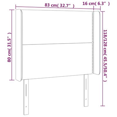 vidaXL LED Kopfteil Hellgrau 83x16x118/128 cm Samt