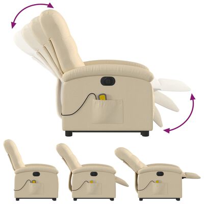 vidaXL Elektrischer Massagesessel mit Aufstehhilfe Creme Stoff