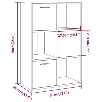 vidaXL Lagerschrank Grau Sonoma 60x29,5x90 cm