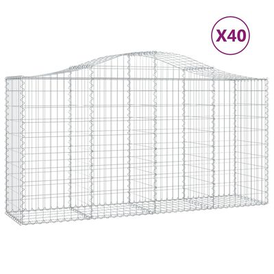 vidaXL Gabionen mit Hochbogen 40 Stk 200x50x100/120cm Verzinktes Eisen