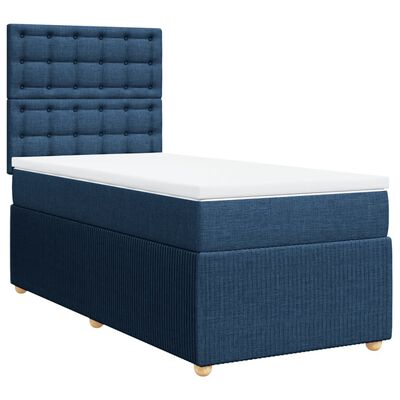 vidaXL Boxspringbett mit Matratze Blau 80x200 cm Stoff