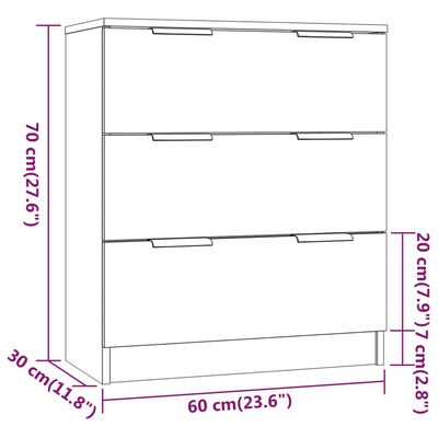 vidaXL Sideboard Hochglanz-Weiß 60x30x70 cm Holzwerkstoff