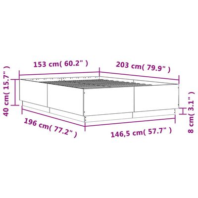 vidaXL Bettgestell Braun Eichen-Optik 150x200 cm Holzwerkstoff