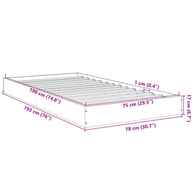 vidaXL Bettgestell Weiß 75x190 cm Holzwerkstoff