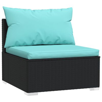 vidaXL 8-tlg. Garten-Lounge-Set mit Kissen Schwarz Poly Rattan