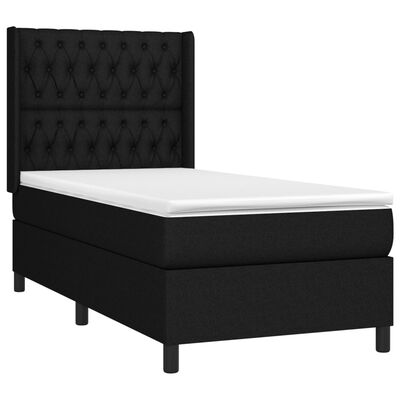 vidaXL Boxspringbett mit Matratze & LED Schwarz 90x190 cm Stoff