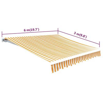 vidaXL Markisenbespannung Canvas Gelb & Weiß 6x3 m (ohne Rahmen)