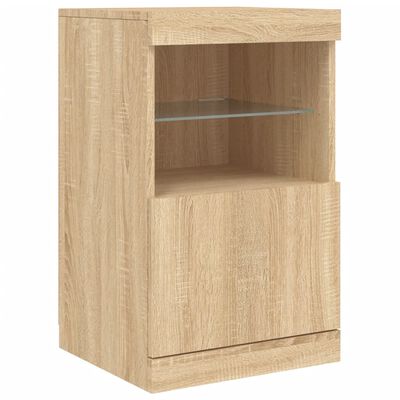 vidaXL Sideboard mit LED-Leuchten Sonoma-Eiche 123x37x67 cm