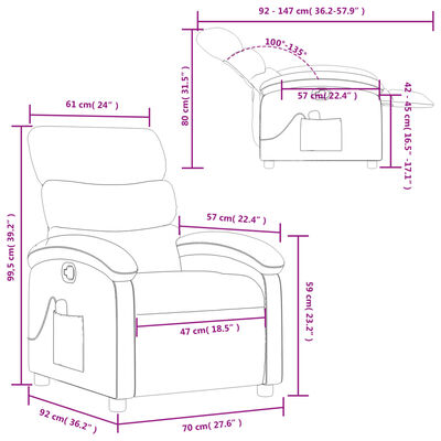 vidaXL Massagesessel Taupe Stoff