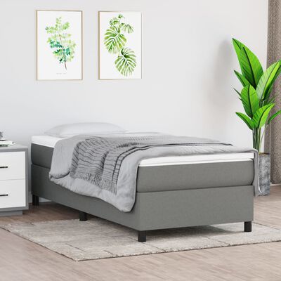 vidaXL Boxspringbett mit Matratze Dunkelgrau 90x200 cm Stoff