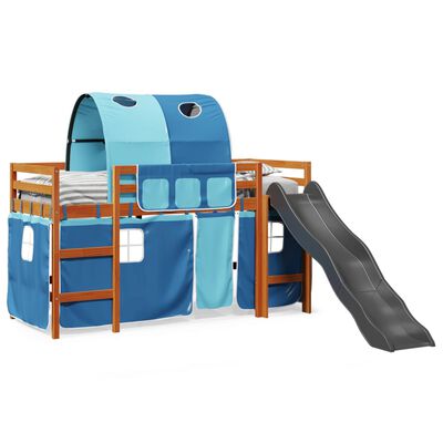 vidaXL Kinderhochbett mit Tunnel Blau 80x200 cm Massivholz Kiefer