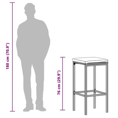 vidaXL 5-tlg. Gartenbar-Set Schwarz Massivholz Akazie und Poly Rattan