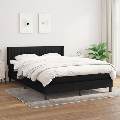 vidaXL Boxspringbett mit Matratze Schwarz 140x200 cm Stoff