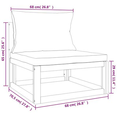 vidaXL 8-tlg. Garten-Lounge-Set mit Hellgrauen Kissen Massivholz