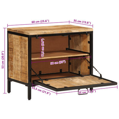 vidaXL Schuhschrank 60x35x53 cm Raues Massivholz Mango