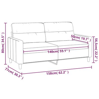 vidaXL 2-Sitzer-Sofa Schwarz 140 cm Stoff