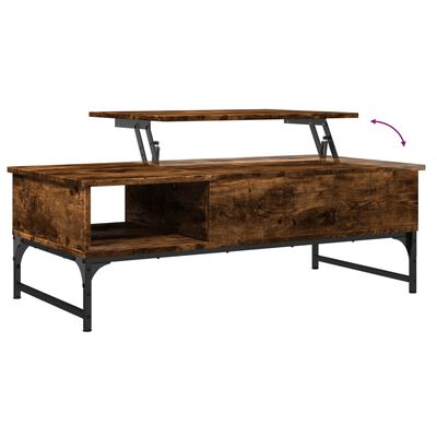 vidaXL Couchtisch Räuchereiche 100x50x35 cm Holzwerkstoff und Metall