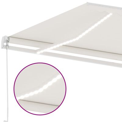 vidaXL Markise Manuell Einziehbar mit LED 350x250 cm Creme