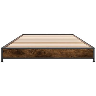 vidaXL Bettgestell Räuchereiche 75x190 cm Holzwerkstoff und Metall