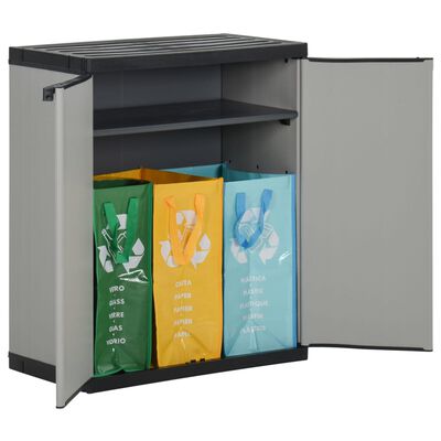 vidaXL Mülltonnenbox Grau und Schwarz 68x40x85 cm PP