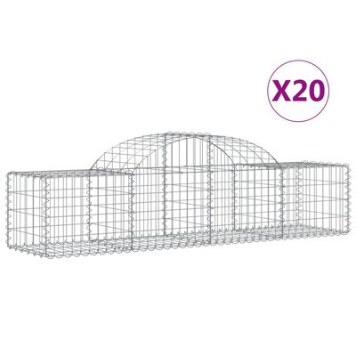 vidaXL Gabionen mit Hochbogen 20 Stk. 200x50x40/60 cm Verzinktes Eisen