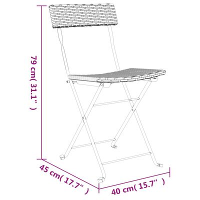 vidaXL Bistrostühle 6 Stk. Klappbar Schwarz Poly Rattan und Stahl