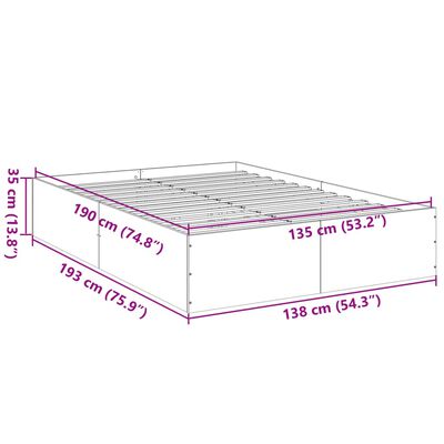 vidaXL Bettgestell Braun Eichen-Optik 135x190 cm Holzwerkstoff