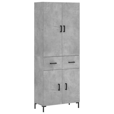 vidaXL Highboard Betongrau 69,5x34x180 cm Holzwerkstoff