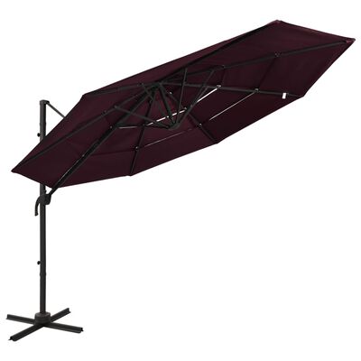 vidaXL Sonnenschirm mit Aluminium-Mast 4-lagig Bordeauxrot 3x3 m