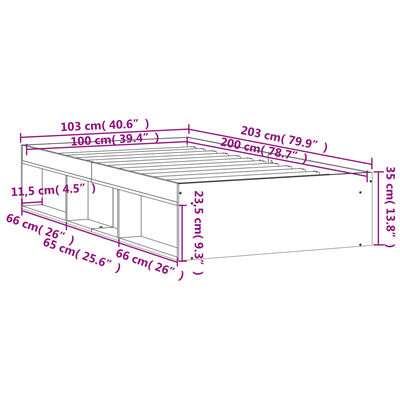 vidaXL Bettgestell Schwarz 100x200 cm