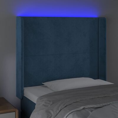 vidaXL LED Kopfteil Dunkelblau 103x16x118/128 cm Samt