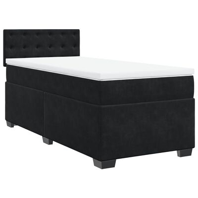 vidaXL Boxspringbett mit Matratze Schwarz Samt