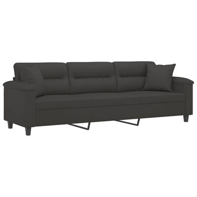 vidaXL 3-Sitzer-Sofa mit Kissen Dunkelgrau 210 cm Mikrofasergewebe