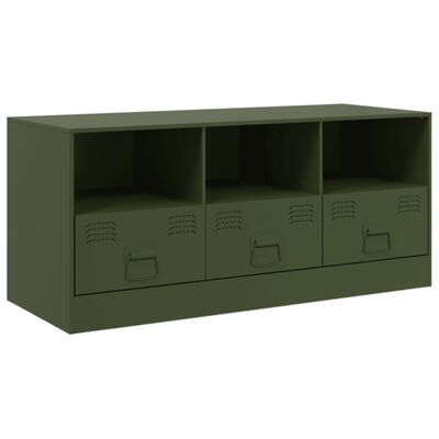 vidaXL TV-Schrank Olivgrün 99x39x44 cm Stahl