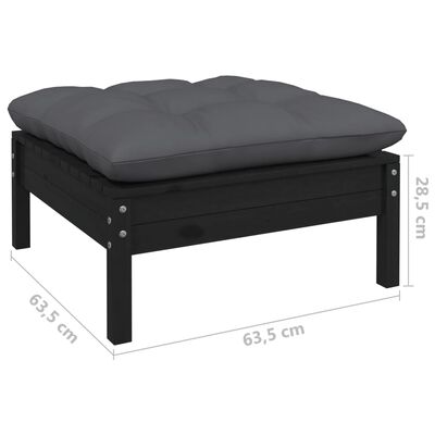 vidaXL 10-tlg. Garten-Lounge-Set mit Kissen Schwarz Massivholz Kiefer