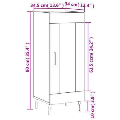 vidaXL Sideboard Betongrau 34,5x34x90 cm Holzwerkstoff