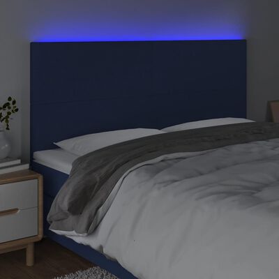 vidaXL LED Kopfteil Blau 180x5x118/128 cm Stoff