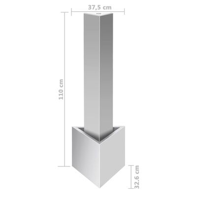 vidaXL Gartenbrunnen Silbern 37,7x32,6x110 cm Edelstahl