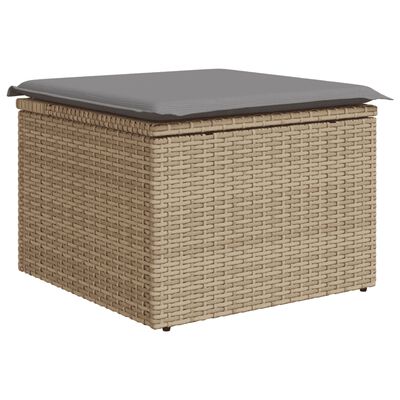 vidaXL 9-tlg. Garten-Sofagarnitur mit Kissen Beige Poly Rattan