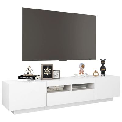 vidaXL TV-Schrank mit LED-Leuchten Weiß 180x35x40 cm