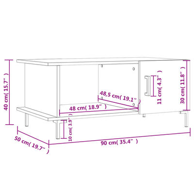 vidaXL Couchtisch Hochglanz-Weiß 90x50x40 cm Holzwerkstoff