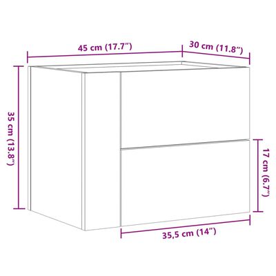 vidaXL Wand-Nachttisch Weiß 45x30x35 cm