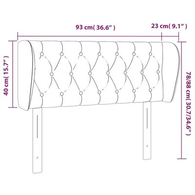 vidaXL Kopfteil mit Ohren Hellgrau 93x23x78/88 cm Stoff