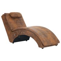 vidaXL Massage Chaiselongue mit Kissen Braun Wildleder-Optik