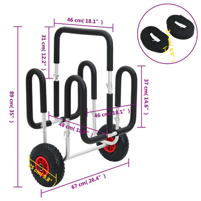 vidaXL Kajak-Trolley für 2 Boards 90 kg Aluminium