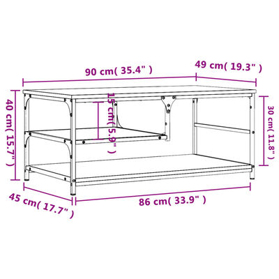 vidaXL Couchtisch Grau Sonoma 90x49x40 cm Holzwerkstoff