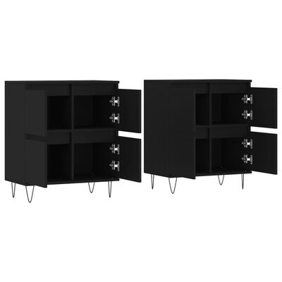 vidaXL Sideboards 2 Stk. Schwarz Holzwerkstoff