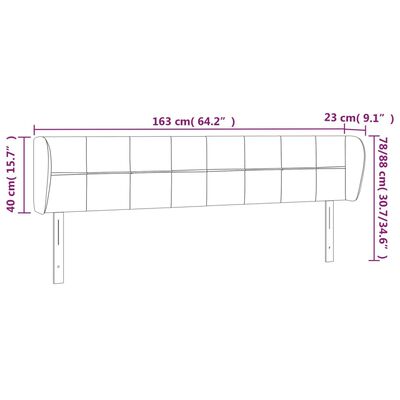 vidaXL Kopfteil mit Ohren Dunkelbraun 163x23x78/88 cm Stoff